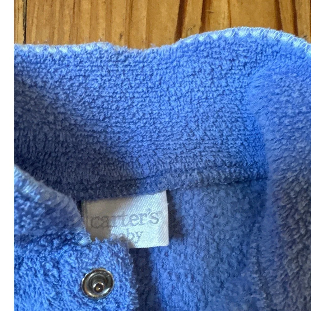 Carter's Footed Sleeper‎ Baby Blue Dog Frog Fleece Snap Up Pajamas SIZE 6-9M